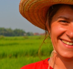 My co-leader Hannah in the rice fields