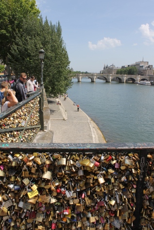 like many cities lover attach locks to the railing and throw the key in the river symbolizing their love…there were quite a few here